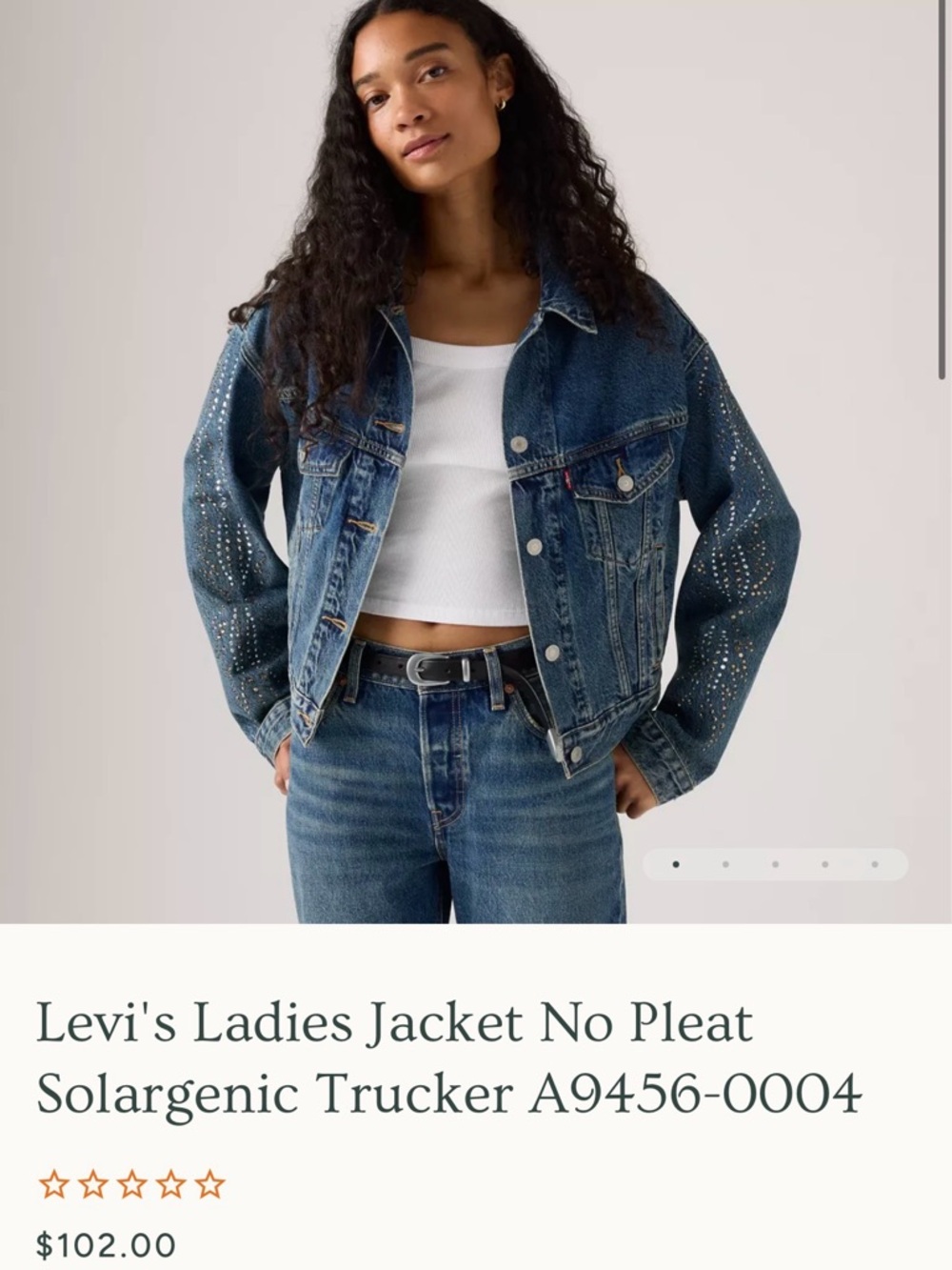 Levi's Blue Denim Trucker Jacket with Studded Sleeve Accents